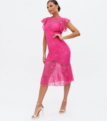 Little Mistress Bright Pink Lace High ...